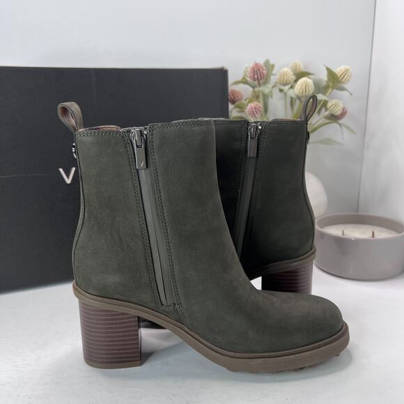 Vionic Truckee Leather Ankle Boots Dark Khaki Green J0721L2300 Women's 6.5M NWB - Picture 6 of 11
